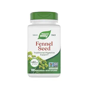 Nature's Way Fennel Seed, 伝統的な消化サポート*, 480 サービングあたり mg, グルテンフリー & ビーガン, 非GMOプロジェクト検証, 100 カプセル (パッケージ 5 月 Vary)