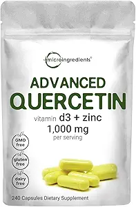 Quercetinは、亜鉛とビタミンD3、給餌ごとの1,000mg、240カプセル1の3つを補います  1の3 - Quercetin 1,000mg、亜鉛ピコリン酸塩50mg、及びビタミンD 5,000iuの 免疫サポート 非GMO