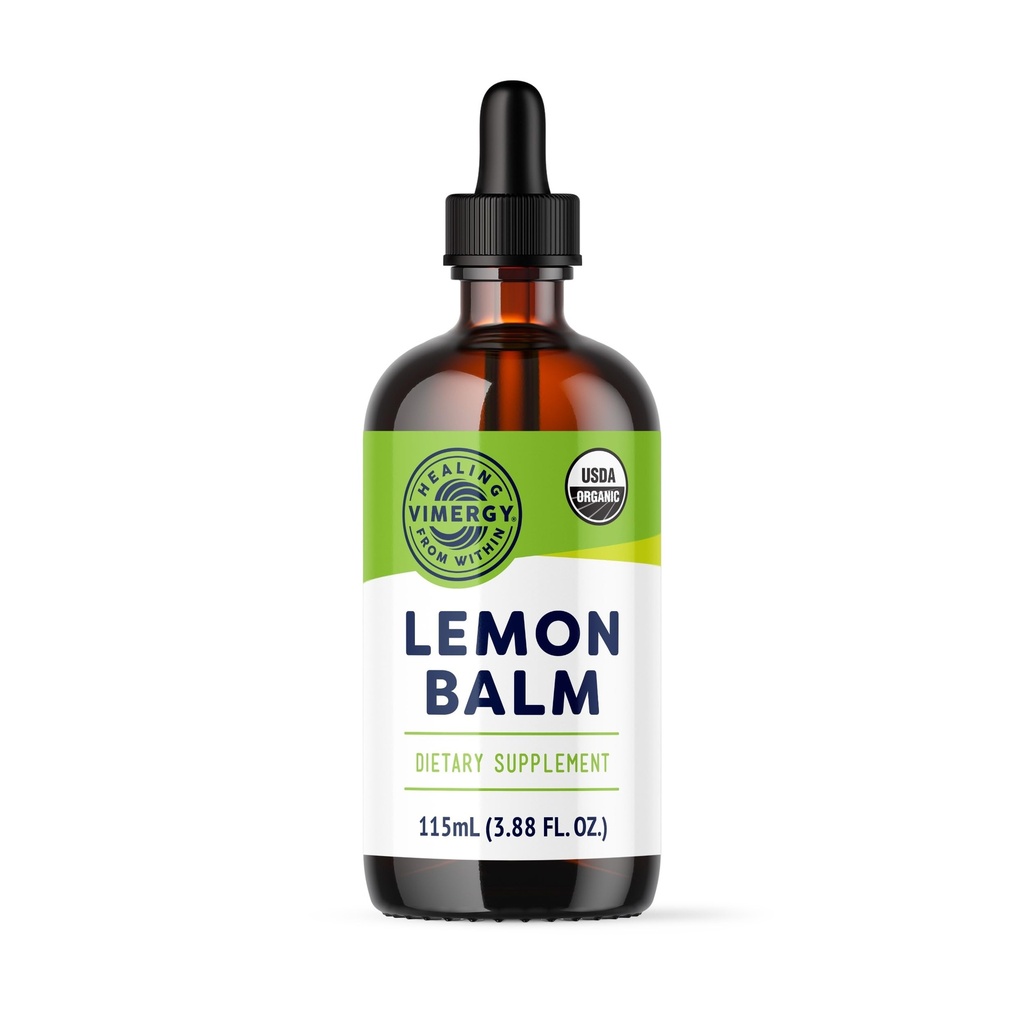 Vimergy USDA 有機レモン バルム チンキ ハーブ サプリメント – 茶に使用することができます - Non-GMO、アルコールフリー -115 mL (1 mL/サービング)
