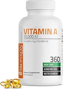 Bronson Vitamin A 10,000 IU Premium Non-GMO Formula Supports Healthy Vision & Immune System and Healthy Growth & Reproduction, 360 Softgels