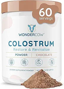 WONDERCOW Colostrumは腸の健康、免疫サポート、筋肉の回復及び健康のための粉を補います | 自然なIgGの純粋な全ボワインColostrumのスーパーフード、チョコレート、60のサービング