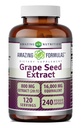 アメイジングフォーミュラ グレープシード 800 Mg エキス (20:1) | 16000 Mg 等価 | Veggie Capsule | Non-GMO | グルテンフリー | アメリカ製 (240 カウント)