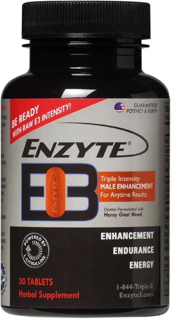 Enzyte3® 男性の生体 & パフォーマンス サポート – エネルギー, スタミナ, 持久力 – L-Citrulline と, エピミジウム, グアラナ種子エキス & 以上 – 30 錠