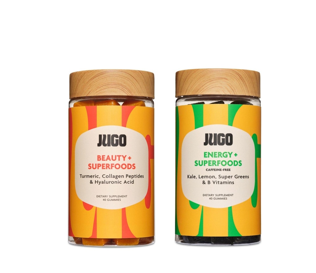 JUGOビューティー+エネルギーグミズバンドル - コラーゲン、ビオチン&ビタミンB12 - 髪、皮膚、爪、自然エネルギーをサポート - 植物ベースのグルテンフリー