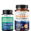 オメガ3魚油とプロバイオティックカプセル | トリプル強度EPA&DHAオメガ3バープレスSoftgels Plus Probiotic&Prebioticカプセル for Gut Health&Immeサポート | 60 各サービス