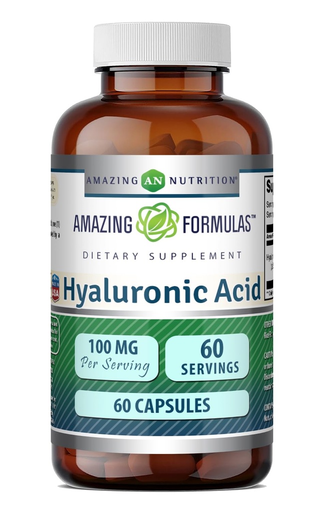 アメージングフォーミュラ ヒアルロン酸 100 Mg サプリメント | カプセル | ノンGMO | グルテンフリー | アメリカ製(1パック60個)