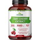 Zazzeeのタルトチェリー10:1のエキス、3000のmgの強さ、200のビーガンカプセル、6+か月の供給、証明されたコーシャ、集中し、標準化された10Xのエキス、100%のベジタリアン、オールナチュラル、グルテンフリー、非GMO