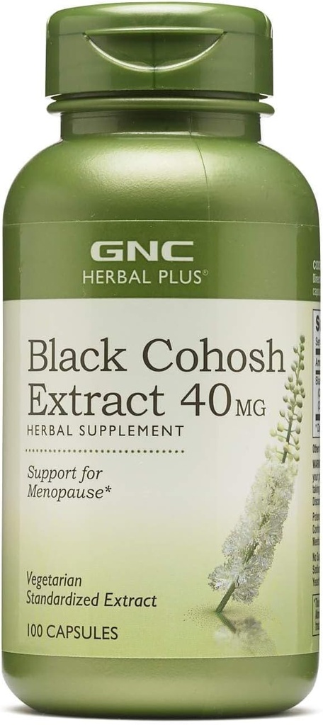 GNC Herbal Plus Black Cohosh Extract 40mg Supplement, Vegetarian, Support for Menopause, 100 Servings