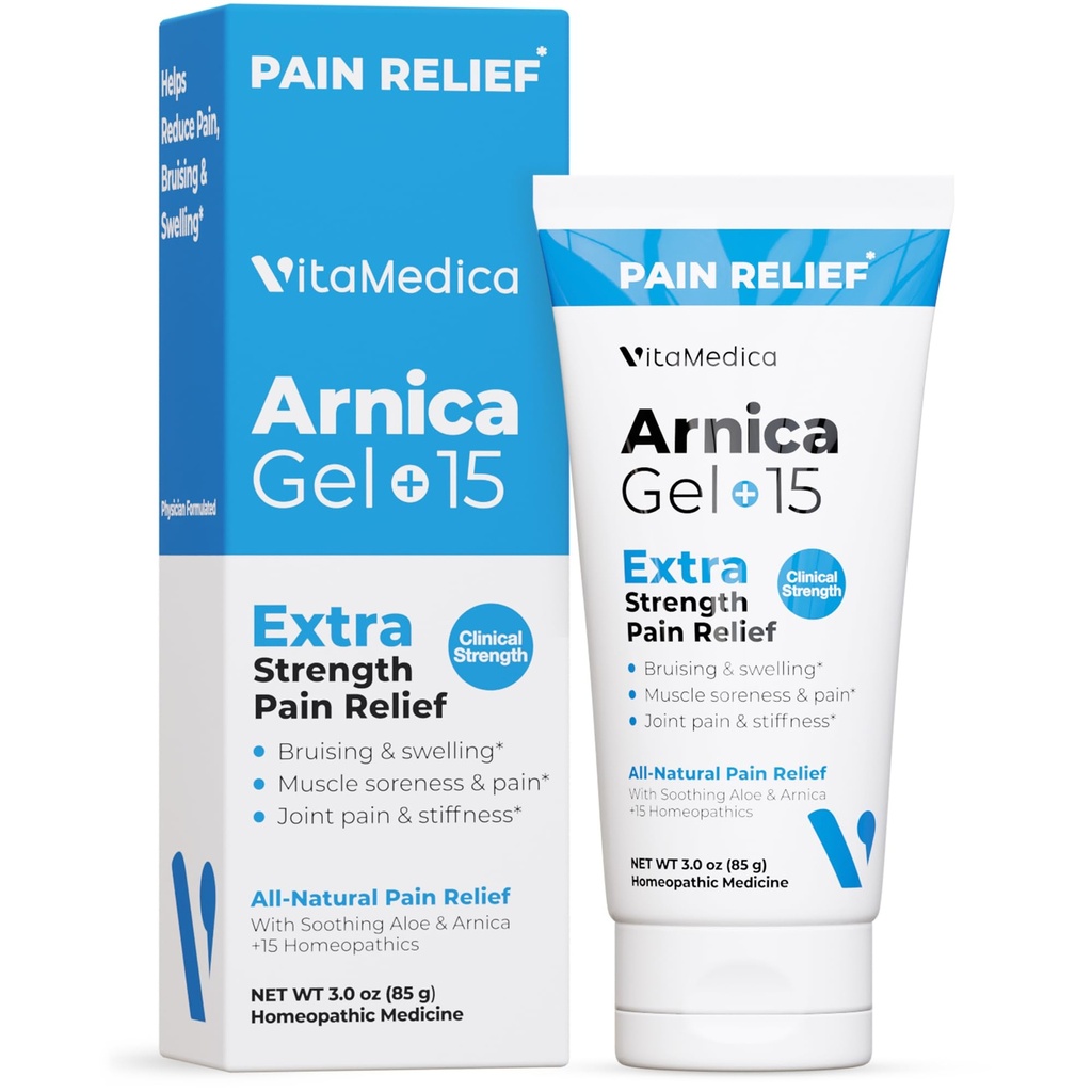 VitaMedica Arnica Gel Plus 15 Healingプラントコンパウンド、Brising、Swelling、共同痛み、筋肉の痛みと緊張、オールナチュラル、植物ベースの痛みの軽減のための余分な強度処方