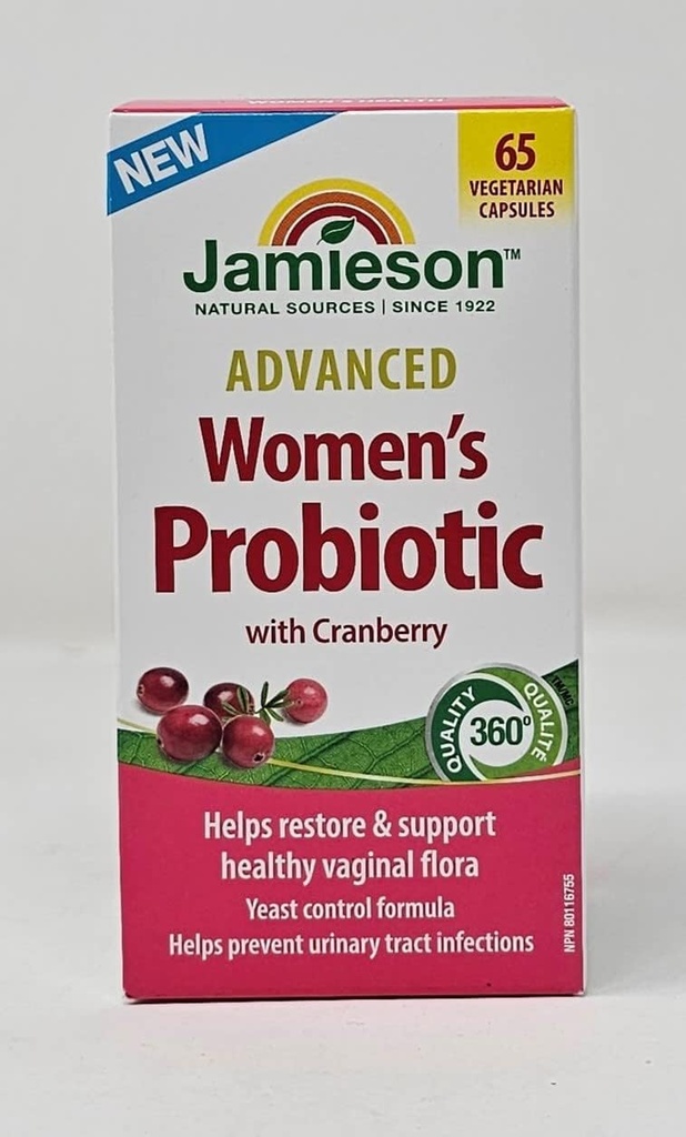 Jamiesonはクランベリー、ヘルシーな腟のFlora - 65のベジタリアンのカプセルと女性のプロバイオティックを高度にしました