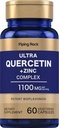 Piping Rock Quercetin Zinc Complex | 1100 mg | 60 Capsules | Non-GMO, Gluten Free Supplement