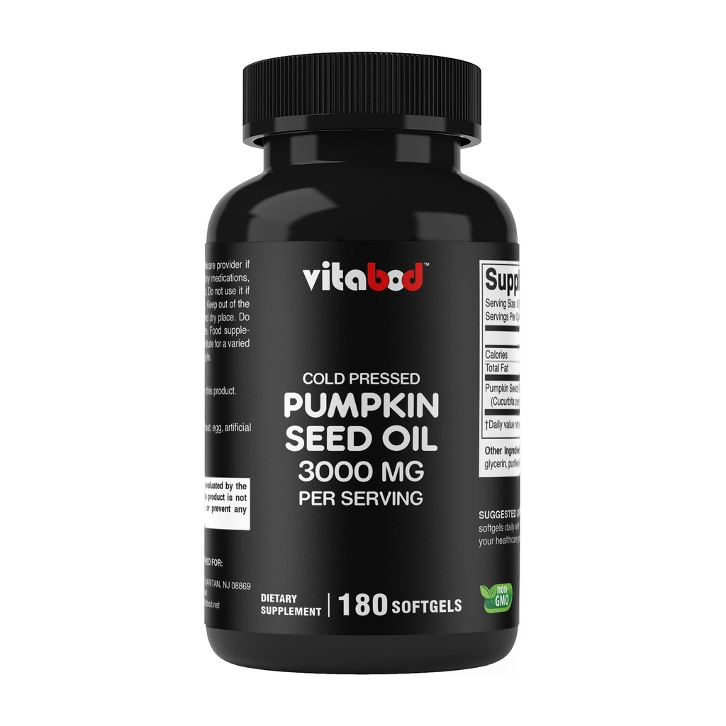サービングあたりコールドプレスカボチャシードオイル3000mg - 180Softgels - 非GMO&グルテンフリー