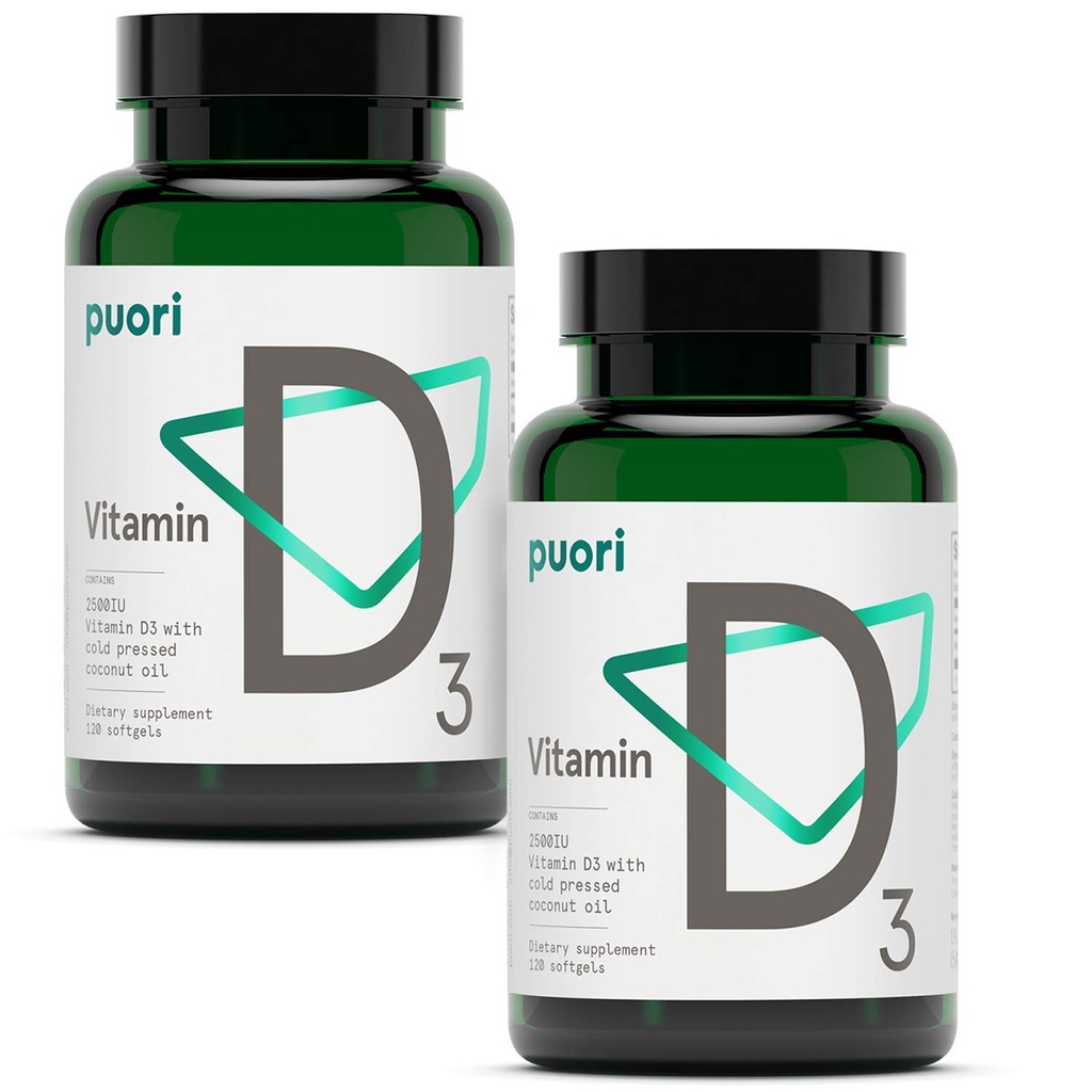 PuoriのビタミンD3のSoftgels、2500 IU (62.5 mcg) -免疫システム サポート、骨の健康及び密度および健康な筋肉機能のための速い吸収のビタミンD3の補足-非GMO及びグルテンフリー- 240の計算