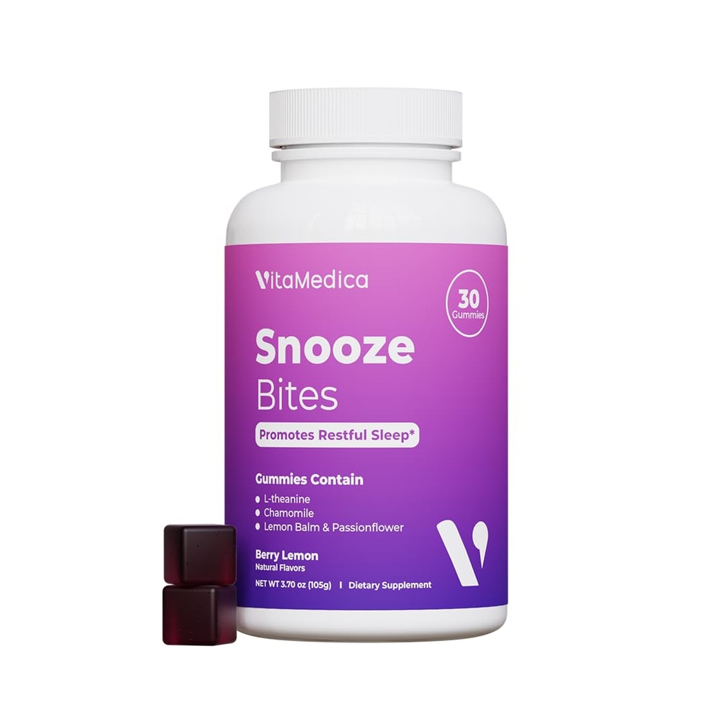 VitaMedica Snooze Sleep Gummies - Melatonin-Free、Zero Grogginess - L-Theanine、Chamomile、パッションフラワー&レモンバーム - 大人のための睡眠補助金 - 30カウント
