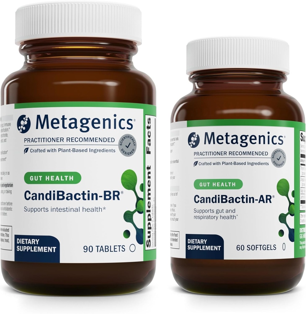 メタジェニックスバンドル - CandiBactin-BR(90錠) & CandiBactin-AR(60ソフトゲル) - 腸内サポート、腸の健康と腸内微生物バランス