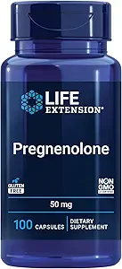 Life Extension Pregnenolone, neurohormone, Promotes Memory Health and Brain Plasticity, Gluten-Free, Non-GMO, 100 Capsules