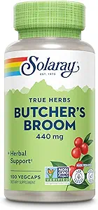 SOLARAY Butchers Broom 440 mg | ヘルシーな循環と血の容器の整合性サポート | 非GMO、ヴィーガン&ラボ 検証済み | 100 VegCaps
