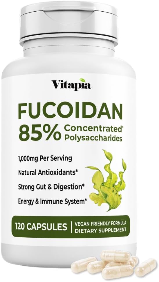Vitapia 純粋な Fucoidan 85% ブラウン シーイード エキス 免疫、強力な細胞の健康、消化器系サポート - 給餌ごとに 1000mg フコイダン - 120 ベジギー カプセル 非GMO、グルテンフリー、ビーガンフレンドリー