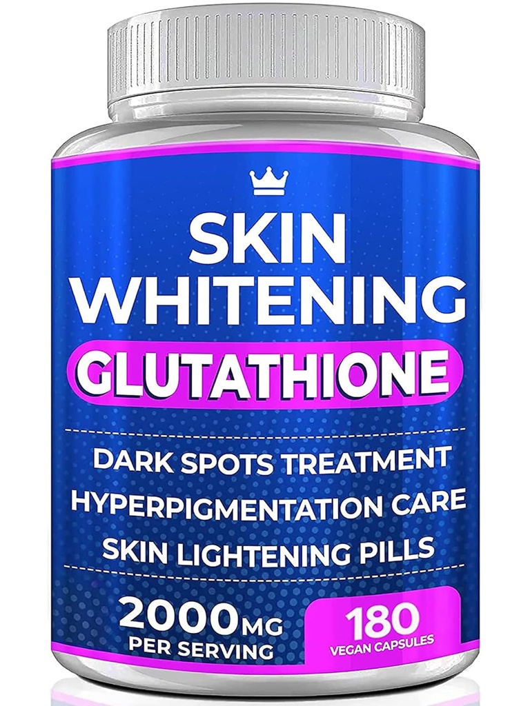Glutathione Whitening Pills - 180 Capsules 2000mg Glutathione - Effective Skin Lightening Supplement - Dark Spots, Melasma & Acne Scar Remover, Hyperpigmentation Treatment - Anti-Aging Antioxidant