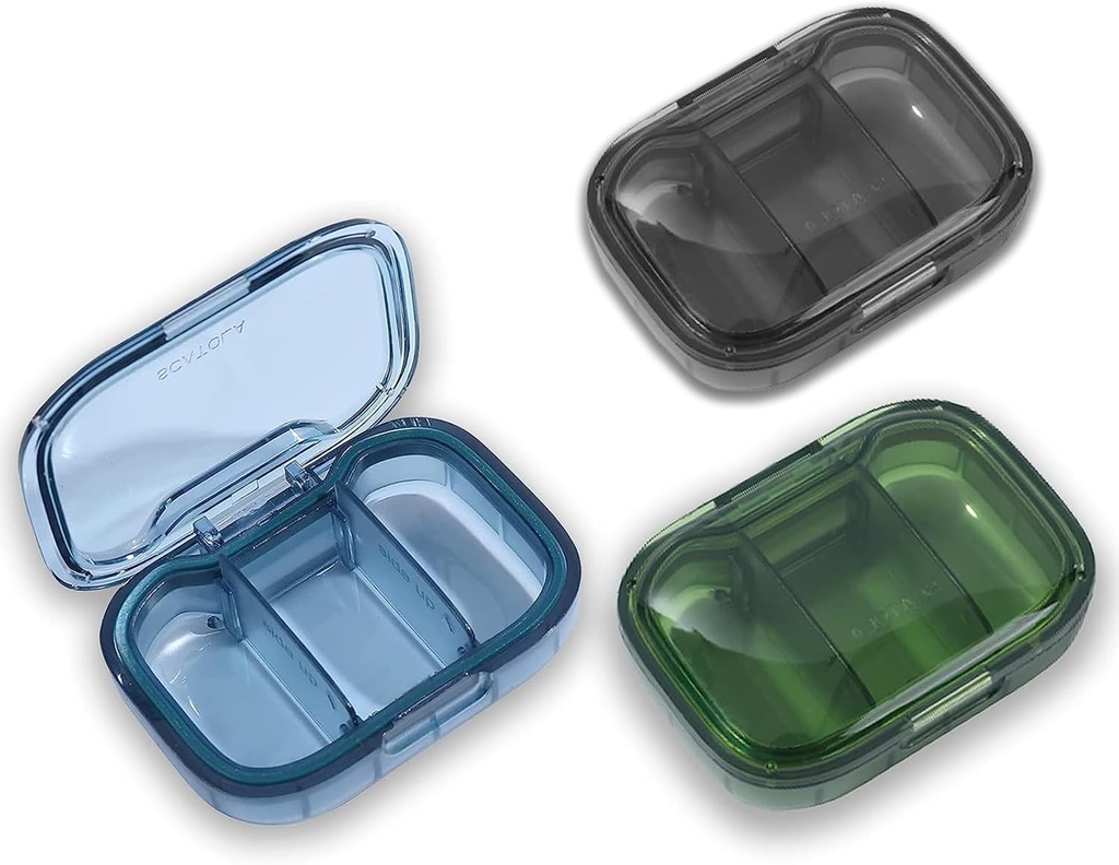 3パック3 Compartmentの丸薬箱、湿気の証拠の丸薬の箱、ポケット財布、毎日の携帯用薬のビタミン箱、魚油箱、補足箱のための旅行丸薬のオルガナイザー