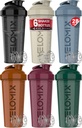 VELOMIX -6 PACK- 28 oz プロテインミキサー用プロテインシェーカーボトル - 6x ワイヤーウィスク | リーク プロテインシェーク用プルーフシェーカーカップ | タンパク質シェーカーボトルパック | タンパク質シャークカップ(アーストーンコレクション)