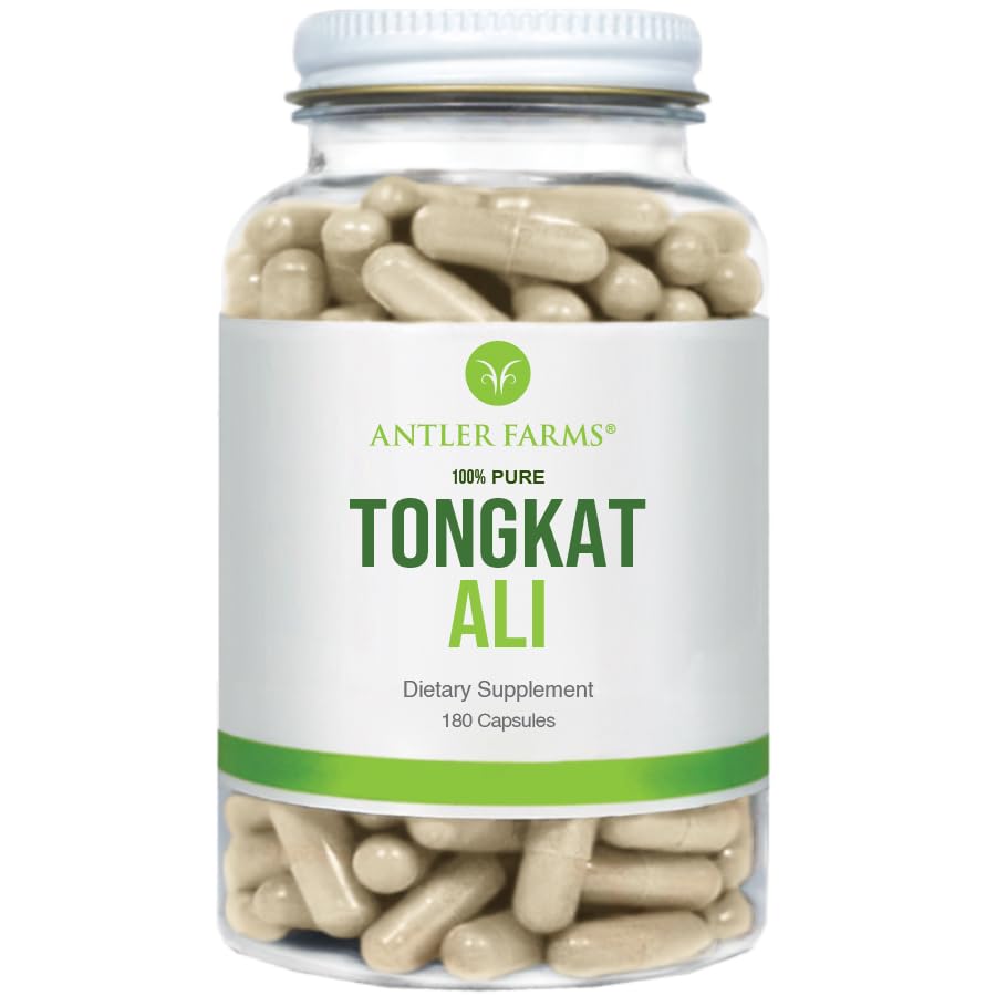 アントラーファーム - 100%純粋なトンコートアリエキス200:1、180カプセル、500mg - Eurycoma Longifoliaスローは、インドネシアから老朽化したルートを成長させました - 男性の健康サポート、ビーガン、グルテンフリー、大豆、乳製品無料