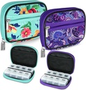 Serfeymi週刊旅行ピルオルガナイザーPill Case for Purse with Reable 7 Day Pill Box、流行の旅行薬オーガナイザーPill Container for Medicine、ビタミン、サプリメント - Green 01 + Purple 01
