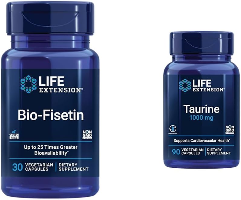 ライフエクステンションBio-Fisetin 30カプセルセルラーヘルスバンドルとタウリン1000mg 90カプセルハートヘルス