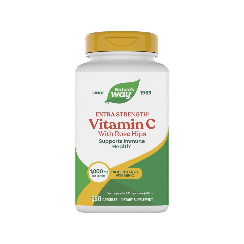 Nature's Way Extra Strength(1) Vitamin C with Rose HIPS、免疫健康をサポート*、コラーゲン生産*、高効力ビタミンC、250カプセル(5月パッケージ)