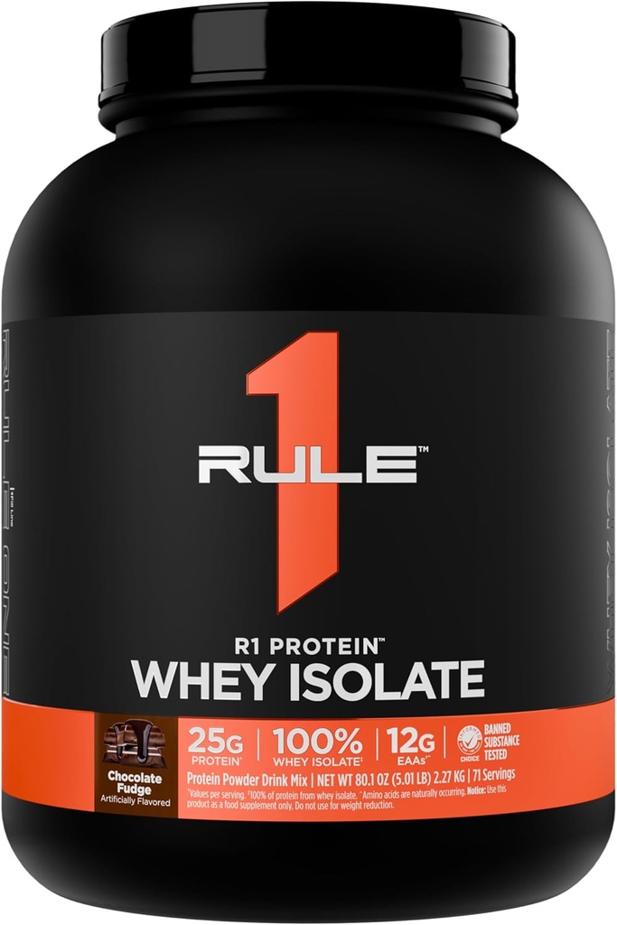 ルール1 R1タンパク質 Whey Isolate - ワークアウトの回復(5ポンド*、チョコレートファッジ)のための分離された及び加水分解された源からの25g蛋白質及び6g BCAAと排他的に