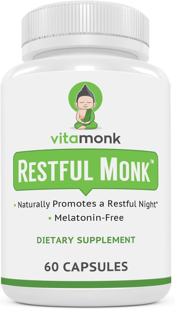 VitaMonk Melatonin Free Sleep Aid With Magnesium, GABA, Theanine and Apigenin - Natural Sleep Aid Without Melatonin, Natural Sleep Aids for Adults, Sleeping Pills for Adults, Sleeping Aids for Adults