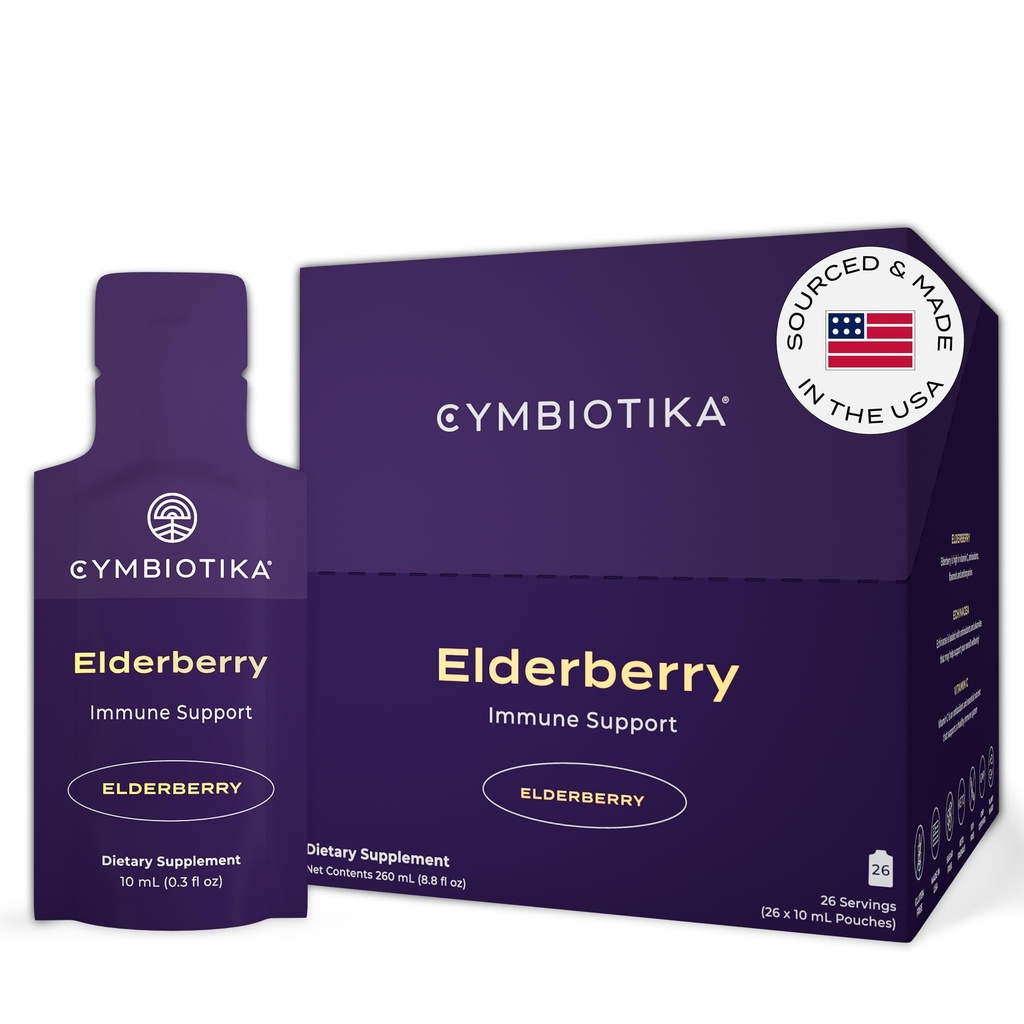 CYMBIOTIKA大人のエルダーベリーブーストサプリメント - 免疫サポートのためのビタミンEと有機エルダーベリー - グルテンフリー、ビーガン、ケト(26)のパック