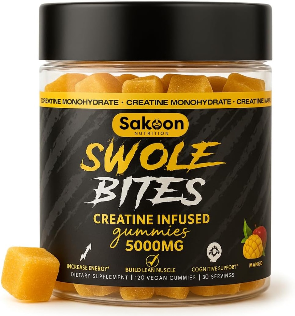 クレアチングミー5000mg - ビーガン - 筋肉ビルダー - 強度&エネルギーサポート - 120カウント - マンゴーフレーバー - 男性&女性のためのクレアチンモノハイドサプリメント