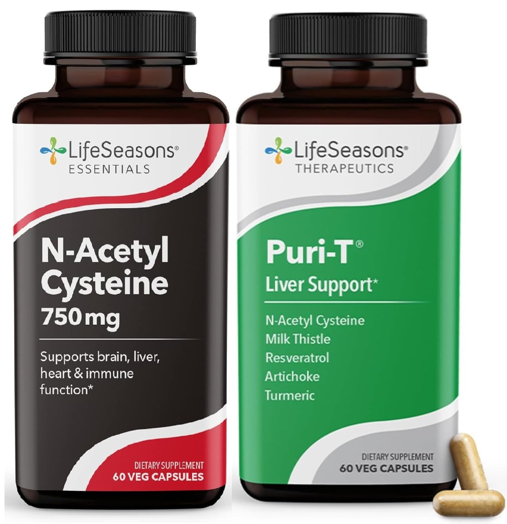 N-Acetyl Cysteine BoostのLifeSeasons Puri-T - サポート 肝臓及び肺の解毒 - 120のカプセル