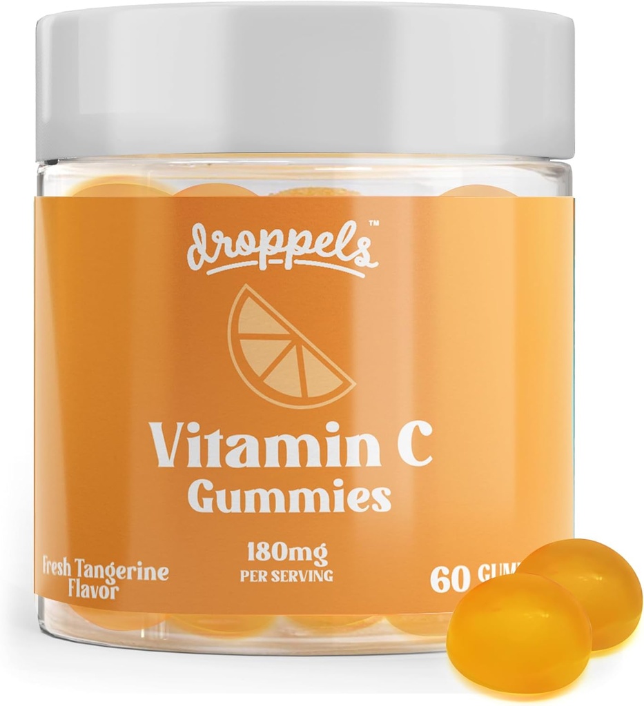 ドロップペルビタミンCグミー、180mg - ビーガン、ペクチン植物ベースの免疫サポートブースターサプリメント - タンジェリン風味、60カウント(1ヶ月の供給)