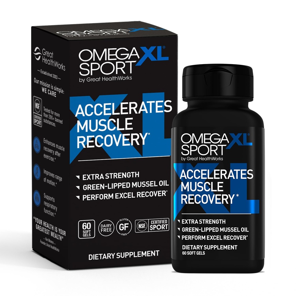 OmegaXLのスポーツの余分強さ筋肉回復補足および呼吸サポート補足 - 臨床的に支えられた緑浸されたムール貝オイル(60のSoftgels)を改善して下さい