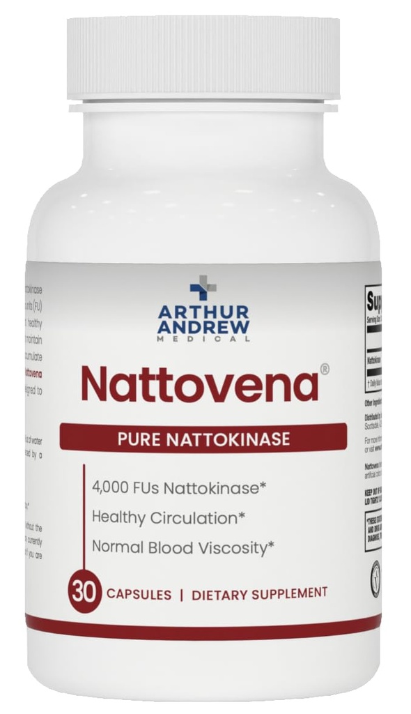 アーサー・アンドリュー・メディカル - Nattovena、純粋なナトキナーゼ、循環器および心の健康、ビーガン、非GMO、30カプセル