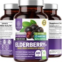 N1N Premium Black Elderberry Capsules for Adults [Max Strength] Pure and Potent Elderberry from Sambucus Nigra to Support Immunity & Skin Health, Non-GMO, Gluten Free, 60 Veg Caps