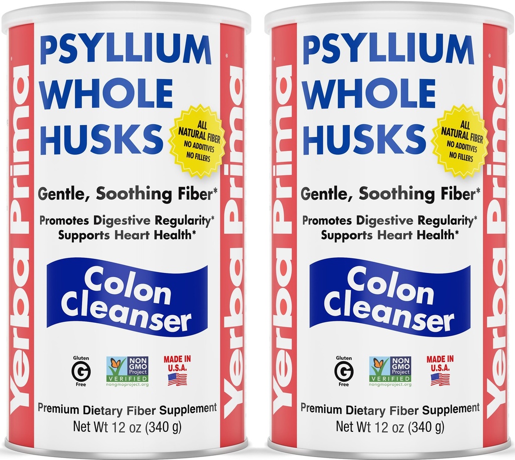 Yerba Prima Psyllium 全ハスク、コロンクレンザー12オンス(2のパック) - すべての自然な食物繊維、純粋な優れたPsyllium、Lab-Tested非GMO、グルテンフリー繊維、米国製