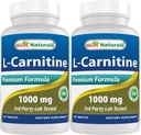 最高のナチュラルL-カルニチン1000mg 60錠(60カウント(2パック))