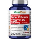 NusaPureの極度のカルシウム1300mgのビタミンD3-240 Veggieの帽子(非GMO、無臭、Bioperine)