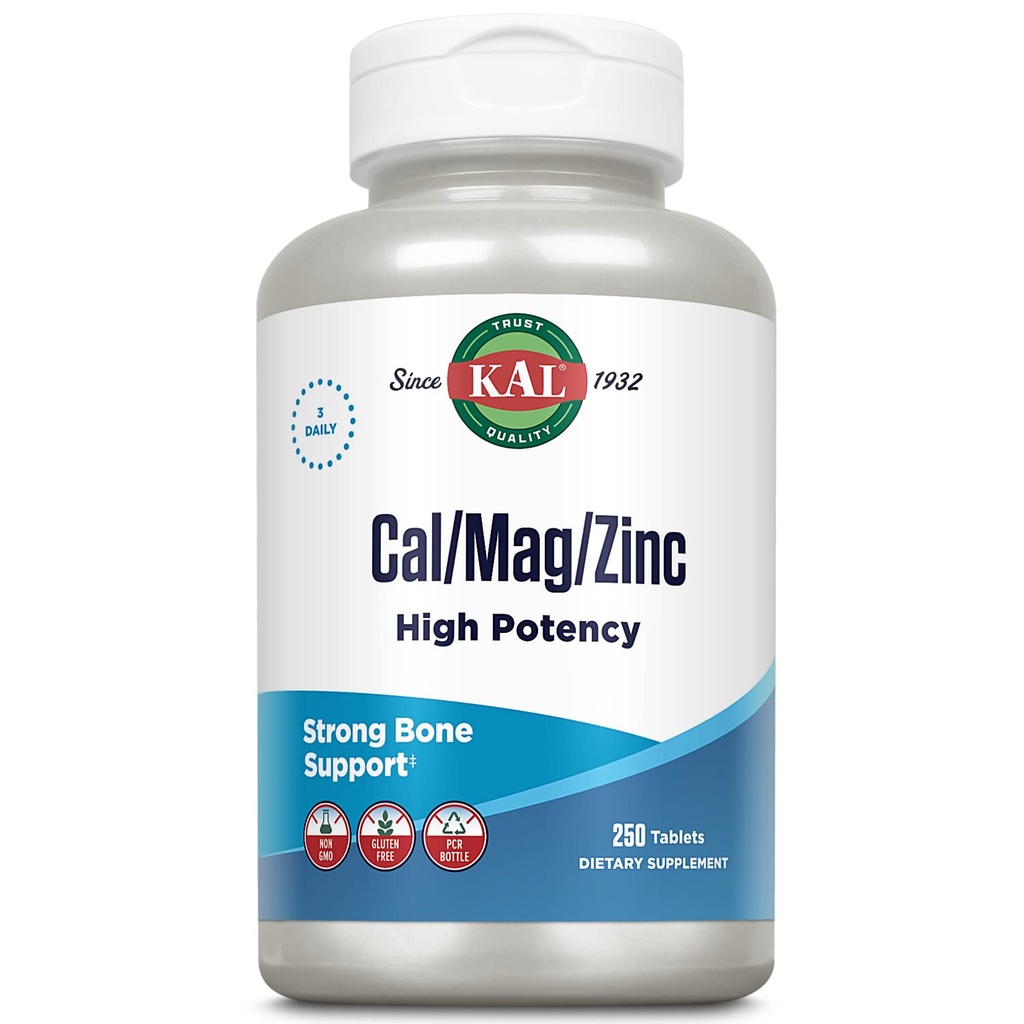 KAL Cal/Mag/Zinc | 1000mg カルシウム・400mg マグネシウム・15mg 亜鉛 | 骨・筋肉・心臓・免疫サポート | 250ct・83 サーブ