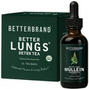 Betterbrand BetterLungs Health Pack - より良いLungs Detox Tea & Mullein Leaf Tincture Drops | (2) 毎日の呼吸器ウェルネス