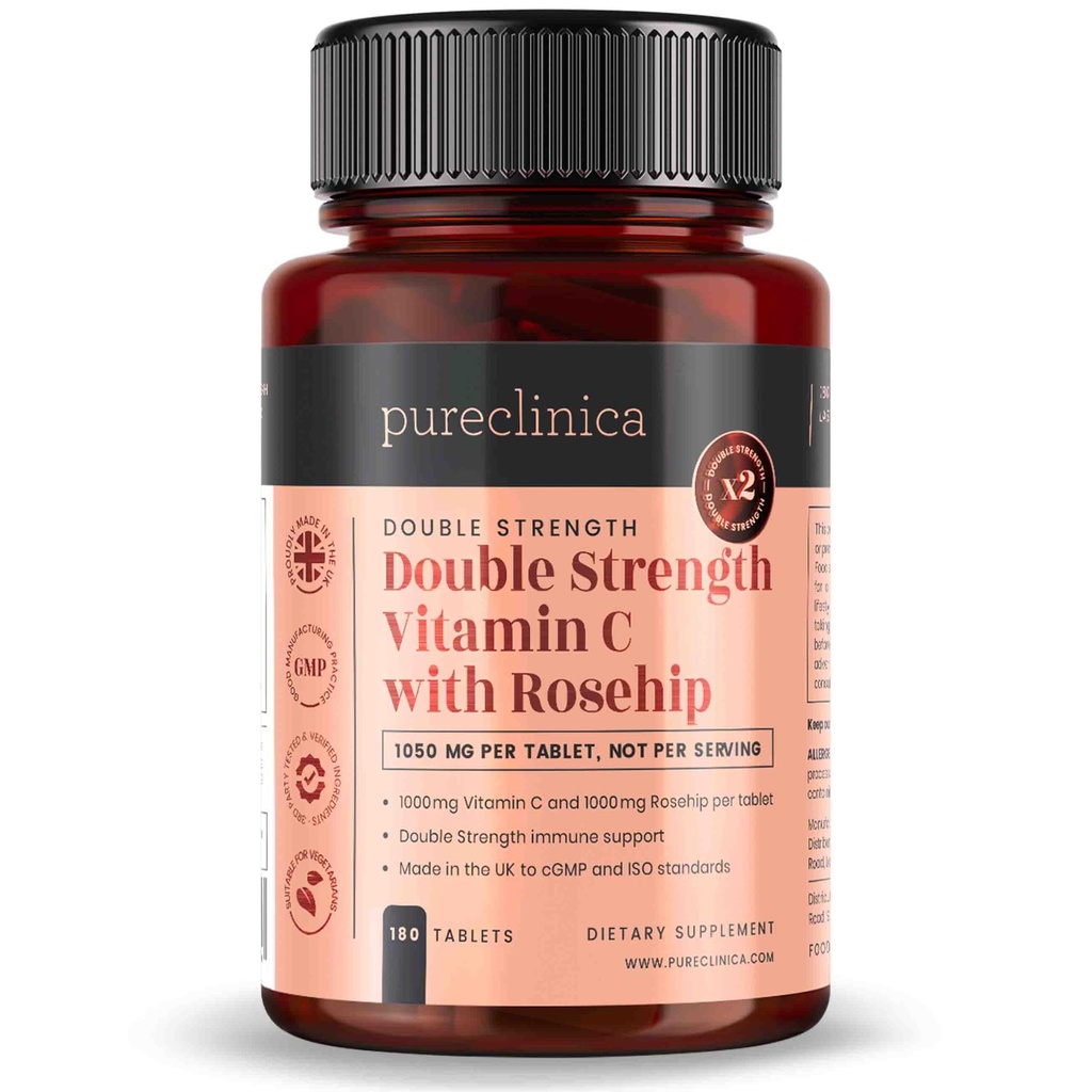 Rosehip - 2000mg(1000mg VIT C&1000mg Rosehip Extract)x 180錠 - 6ヶ月の供給!