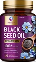 ブラックシードオイル1000mg - プレミアムエクストラ強度ニゲラサティバブラックシードオイルスキン、消化の健康&免疫サポート - 非GMO抗酸化剤、グルテンフリーサプリメント - 120 Softgels