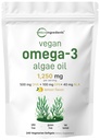 マイクロ成分ビーガンオメガ3藻油、240ベジギーソフトゲル | フィッシュオイル代替品 | DHA 500mg & DPA 100mg | カラギーナンフリー | 植物ベースのオメガ3 亜麻仁&ALA | レモン風味