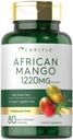 キャラリアアフリカマンゴーサプリメント1220mg | 80カプセル | グリーンティーエキス付 | ノンGMO、グルテンフリー