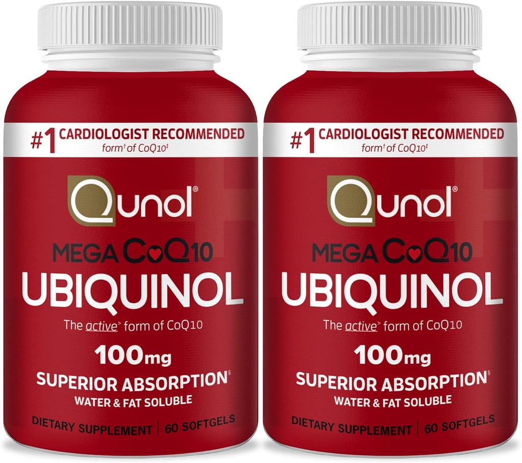 QunolメガUbiquinol Coq10 100mg、優秀な吸収、特許を取られた水および脂肪溶性の自然な補足の形態のCoenzyme Q10、中心の健康、60のSoftgelsのパックのための酸化防止、2
