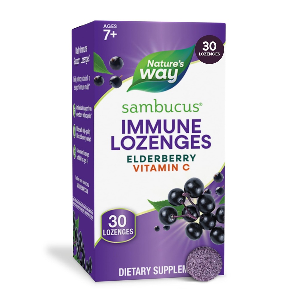 Nature's Way Sambucus Immune Lozenges、ビタミンC、ブラックエルダーベリーエキス、免疫サポート*、30 Lozenges(パッケージ5月Vary)