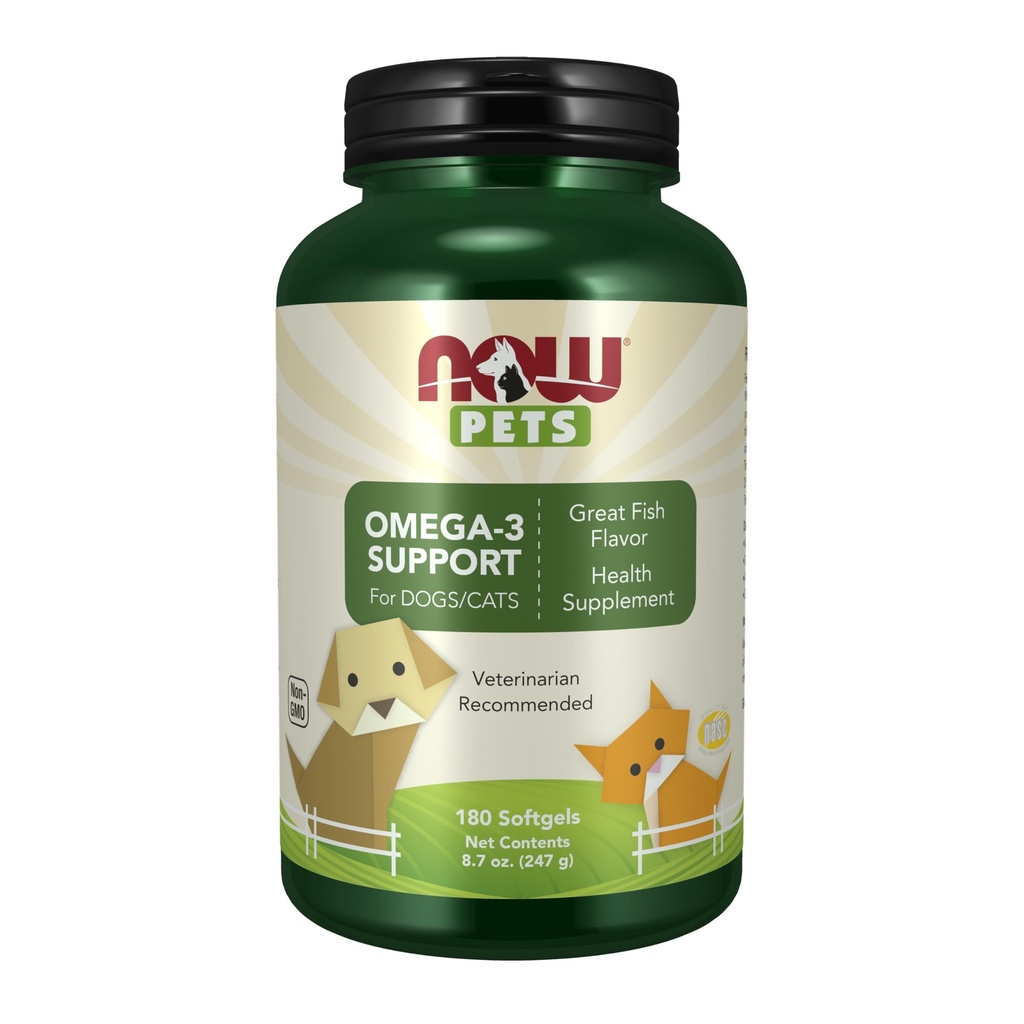 NOWペット健康、オメガ3サプリメント、猫と犬、NASC認定、180Softgels